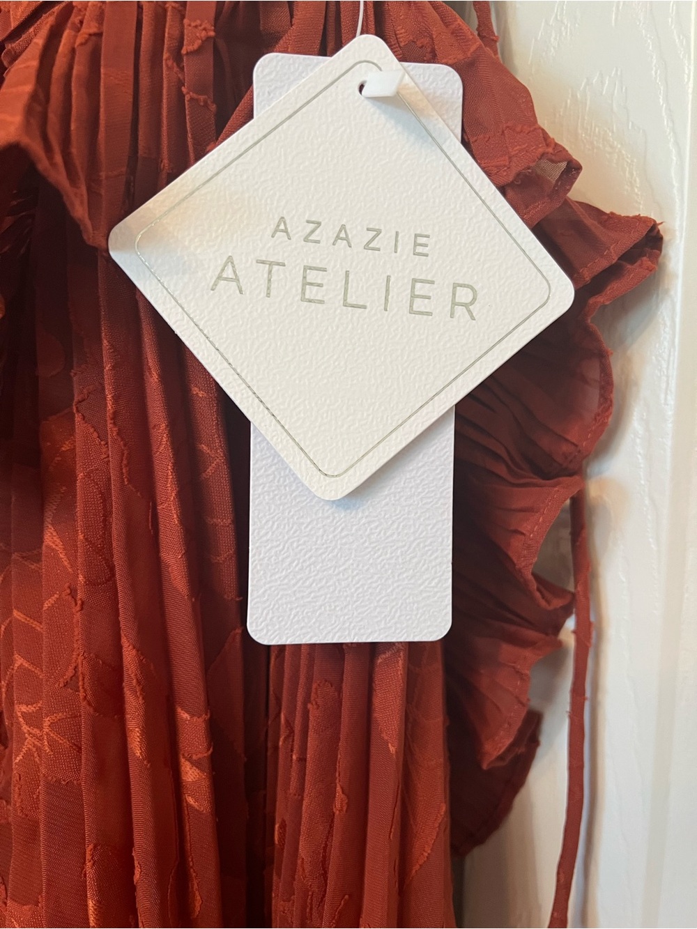 Azazie Rust Halter High-Low Ruffle Maxi Dress - Picture 5 of 10